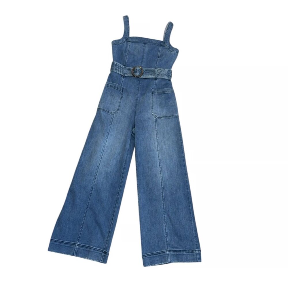 Anthropologie Pilcro The Letterpress Blue Denim Sleeveless Jumpsuit US 4 - Picture 4 of 11